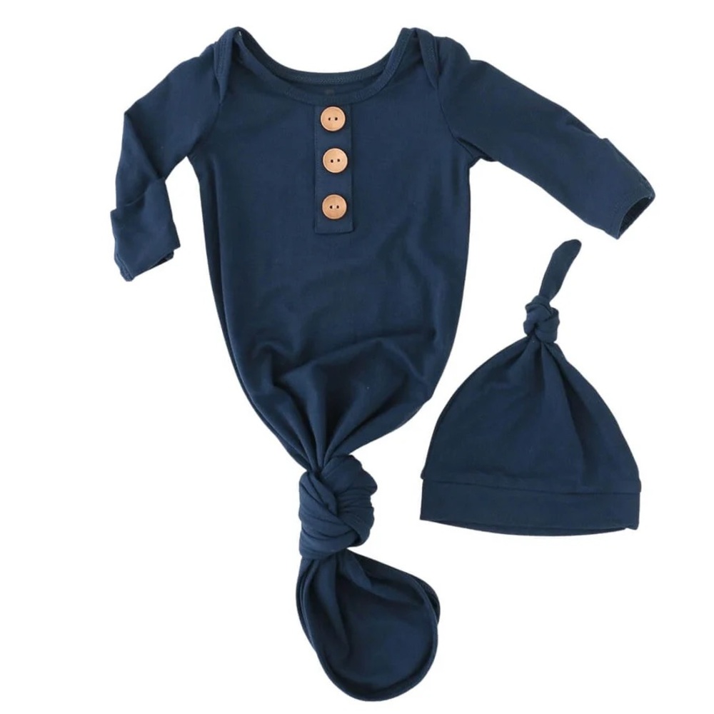 Caden Lane Navy Blue Knotted Gown and Hat Set